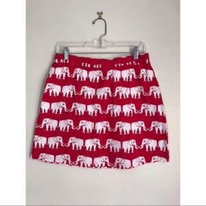 Red Cotton Elephant Print Skirt